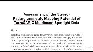 Assessment of the Stereo Radargrammetric Mapping Potential of TerraSAR X Multibeam Spotlight Data [upl. by Rabah]