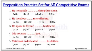 Preposition objective questions Practice set  Preposition exercise in English grammar  Preposition [upl. by Cliffes]