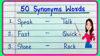 50 Synonyms words in English  What is Synonyms of  Common Synonym Words  Useful Synonyms Words 50 [upl. by Akinam]