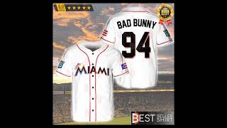 Bad Bunny Miami Marlins Baseball Jersey Tee [upl. by Aisinut]