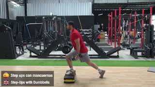 Step ups con mancuernas  Step Ups with Dumbbells [upl. by Nallaf]