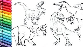 Drawing and Coloring Dinosaur Collection 2  How to Draw and Color Jurassic World Dinosaurs [upl. by Vernier503]