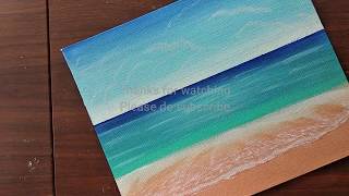 Easy Seascape Painting  Beach Acrylic Painting Tutorial for Beginners  Ocean Beach Scenery Acrylic [upl. by Camilia524]