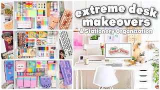 aesthetic desk makeovers  tour 2022 🌸 kawaii decor functional organizing stationery amp amazon haul [upl. by Nirrol]