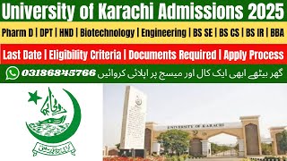 University of Karachi Admissions 2025  UOK Admission 2025  Karachi University Admission 2025 [upl. by Almund241]