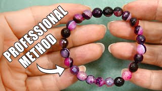 How To Make A Beaded Elastic Bracelet  No Glue Professional Method  Easy DIY jewelry tutorial [upl. by Gleich]