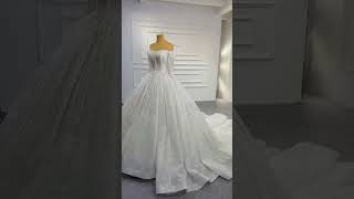 Ball Gown Wedding Dress with Long Sleeve weddingdress weddingattire wedding bridal [upl. by Haldas]