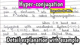 HyperConjugation No Bond Resonance   Organic chemistry Imp Topic for MSc Semester Exam [upl. by Llechtim529]