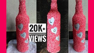 Bottle art using egg shell bottle art  easy bottle crafts  Beer bottle crafts [upl. by Eybba]