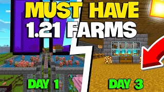 3 MUST HAVE Farms for Minecraft Bedrock 121 XP  LOOT [upl. by Danuloff985]