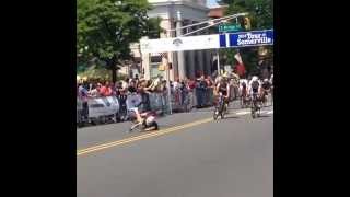 Tour of Somerville cyclist crashes as he crosses the finish line for the win [upl. by Ansley824]