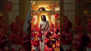 The jesus vs red devil child 🚸jesus jesuschrist god godfather davil viral shorts king omg [upl. by Retsof]