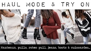 HAUL MODE amp TRY ON NOVEMBRE 2017  Manteaux pulls robes pull jupes bottines et cuissardes [upl. by Becket840]