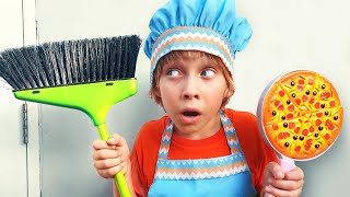 Liova helps mommy and dad sweeping the floor and washing dishes Song for children [upl. by Sekofski]