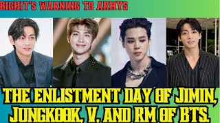 BigHits warning to ARMYs on the enlistment day of Jimin Jungkook V and RM of BTS [upl. by Rihaz]