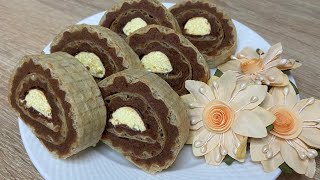 Rolat Oblanda sa Bananicama  Wafer Rolls with ChocoBananas  Waffelrolle mit Schokobananen [upl. by Brenna]