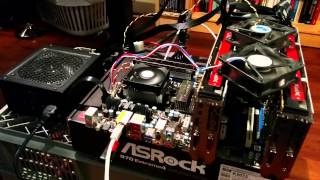 Bitcoin  Litecoin  DOGEcoin Mining Rig Maschine 3x7950 2MHs German Deutsch [upl. by Kussell]