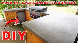 DIY CONCRETE COUNTERTOPS  OUTDOOR KITCHEN UPDATE  MODERN BUILDS [upl. by Ahsiner]