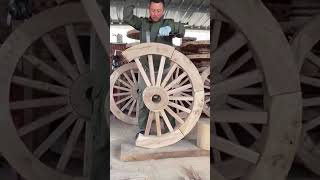 Wagon wheel assembly process Good tools and machinery can increase work efficiency [upl. by Ezarra838]