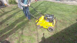 Stinger EZ AER 19 Walk Behind Core Aerator in actioncore aerating my back yard [upl. by Spark]