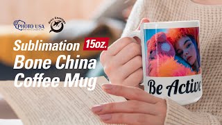 Personalized Sublimation 15oz New Bone China Coffee Mug Blank Photo USA sublimation customized [upl. by Morrissey469]