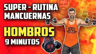 🔴 RUTINA HOMBROS 9 MINUTOS 3  EJERCICIOS DE HOMBROS CON MANCUERNAS EN CASA [upl. by Gerson242]