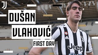 Dušan Vlahovićs first day as a Juventus player  Behind the scenes 🎬 [upl. by Elakram]