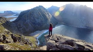 Ryten  One of Lofotens most popular hikes View of Kvalvika beach [upl. by Aivan791]