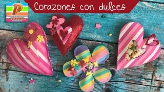 Corazones rellenos de dulces  Manualidades 14 de febrero San Valentin [upl. by Nylak652]