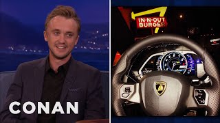 Tom Feltons Lamborghini InnOut Trip  CONAN on TBS [upl. by Dorrehs]