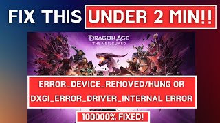 How To Fix DXGI ERROR DEVICE REMOVEDHUNG or DXGI ERROR DRIVER INTERNAL ERROR in Dragon Age [upl. by Hawley158]