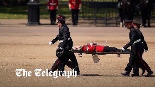 Soldiers faint in scorching London heat as Prince William inspects troops [upl. by Gaelan146]