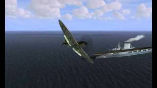 Spitfire Mk1a AZH takeoff and landing on aircraft carrier Ultrapack 30 [upl. by Novoj]