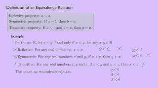 Abstract Algebra 1 Definition of an Equivalence Relation [upl. by Epuladaug]