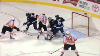 Ondrei Pavelec ridiculous glove save 22112 [upl. by Siesser]