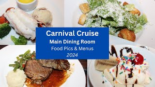 Carnival Cruise Dining Room Food amp Menus At Dinner [upl. by Aiceled517]