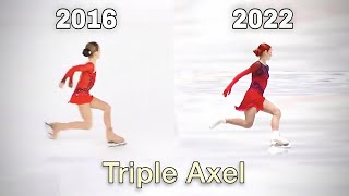 ALL the Triple Axel attempts of Alexandra Trusova 2016  2022 will she land it at the olympics [upl. by Bourne]