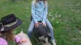 Rodeo Darlena and Alisa style  Riding Pigs in Missouri [upl. by Gildus]