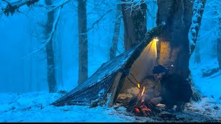 Surviving 30C SNOWSTORM Alone WINTER CAMPING Without TENT [upl. by Artur]