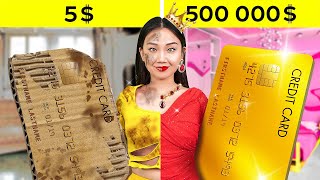 5 VS GOLD UNLIMITED CARD  Extreme Budget Challenge RICH vs BROKE by 123GO CHALLENGE [upl. by Haase]