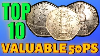 Top 10 Most Valuable and Rare 50p Coins UK Circulation 2022 [upl. by Salvidor]