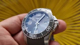 Longines Hydroconquest 41mm with gray dial ceramic bezel and rubber strap on wrist [upl. by Afihtan]