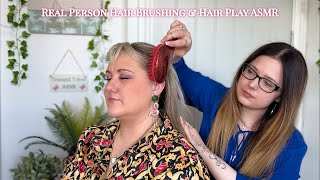 ASMR Whispered Hair Brushing Play Fixing amp Tucking on Michelle  Real Person Subscriber Pampering [upl. by Yznyl]