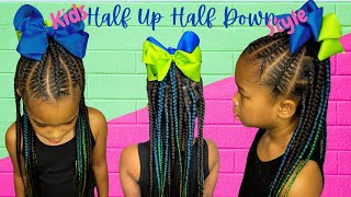 💙💚 Half Up Half Down Braided Style  Natural Kids Hairstyle💚💙 [upl. by Jennilee]