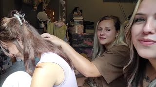 ASMR Back Scratching amp Hair Play W My Sisters [upl. by Enenstein]