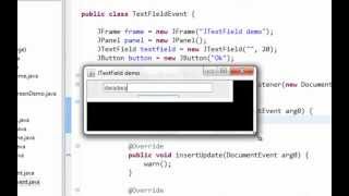 Java swing GUI tutorial 12 JTextField and Action Focus Document listener [upl. by Terrye]