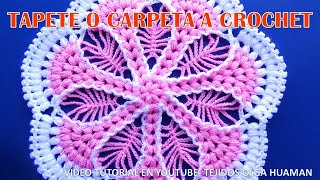 TAPETE N° 16 O CARPETA A CROCHET PASO A PASO con puntos Garbanzos o Puff en VIDEO TUTORIAL [upl. by Marie]