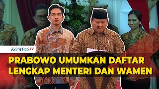 FULL Daftar Lengkap Kabinet Merah Putih Presiden Prabowo Subianto Umumkan di Istana Merdeka [upl. by Nylanaj]