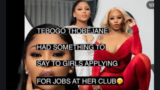 TEBOGO THOBEJANE HAD SOMETHING TO SAY TO PEOPLE APPLYING FOR JOBS AT HER CLUB [upl. by Htebzile880]