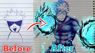 How to draw Gojo Satoru like a pro 😱 Easy drawing step by step [upl. by Irmina]